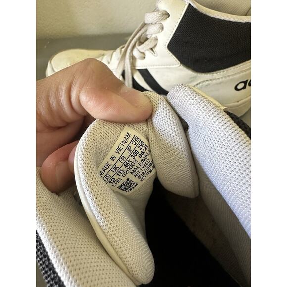 Adidas - Mens Hoops 2.0 Mid White Black Top Size 12 Used No Box - Picture 5 of 6